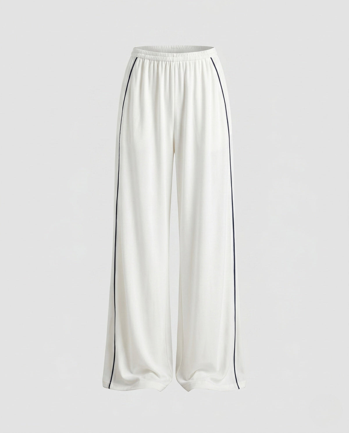 Women's Wide Flowing Pants with Contrasting Side Piping