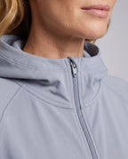 Women's Sporty Hoodie Jacket with Long Sleeves and Relaxed Fit - Close-Up Detail