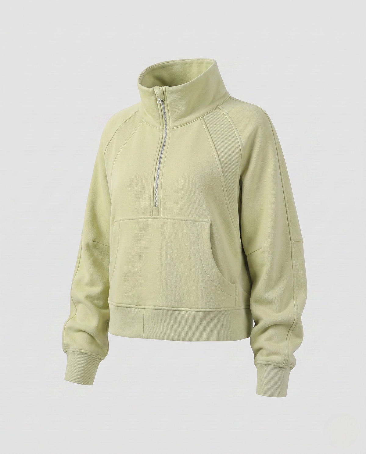 Women's Sporty Cropped Hoodie with High Collar and Kangaroo Pocket