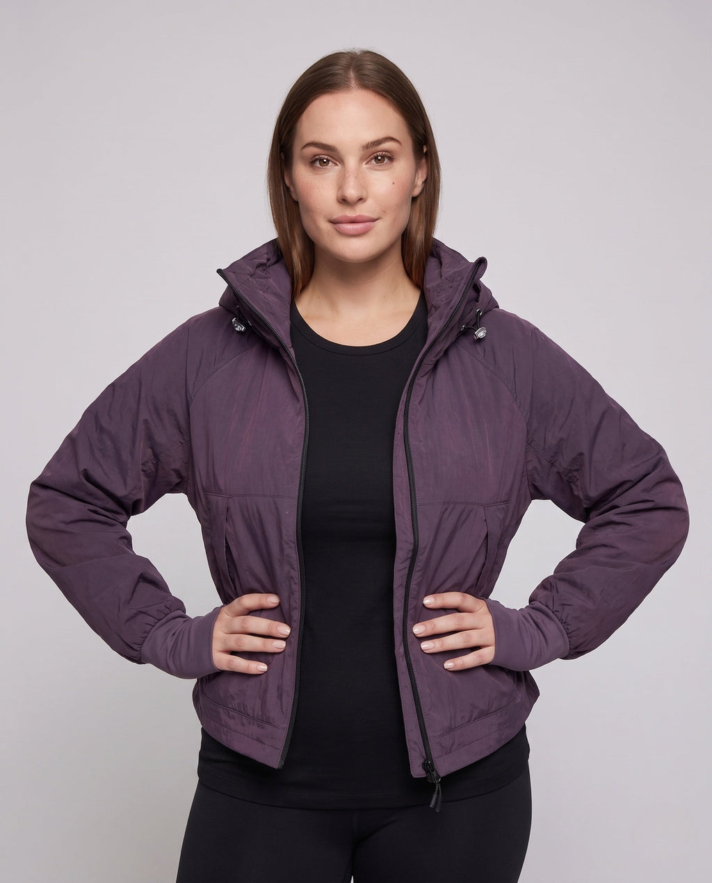 Women's Technical Transitional Jacket with Adjustable Collar - Upper Body View