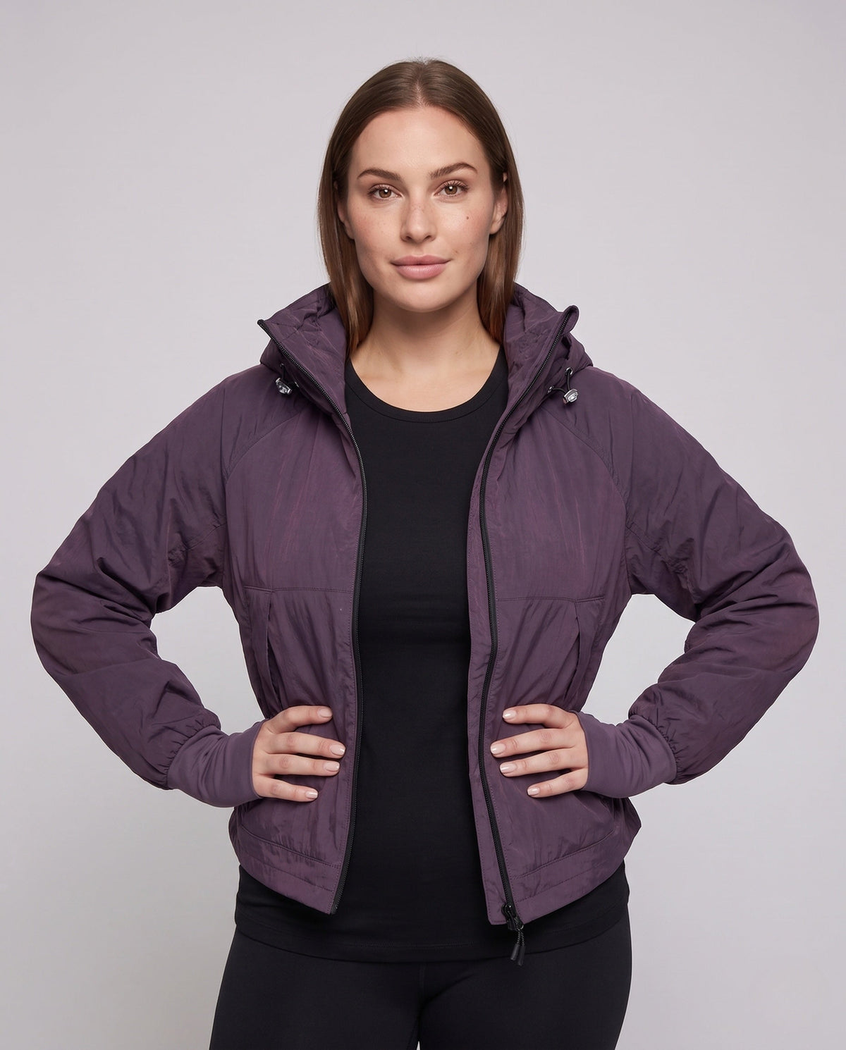 Women's Technical Transitional Jacket with Adjustable Collar - Upper Body View