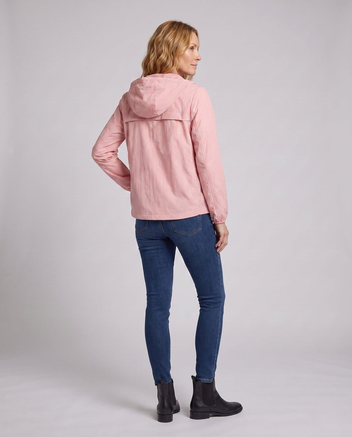 Women's Technical Windbreaker Jacket with Adjustable Hood - Back View