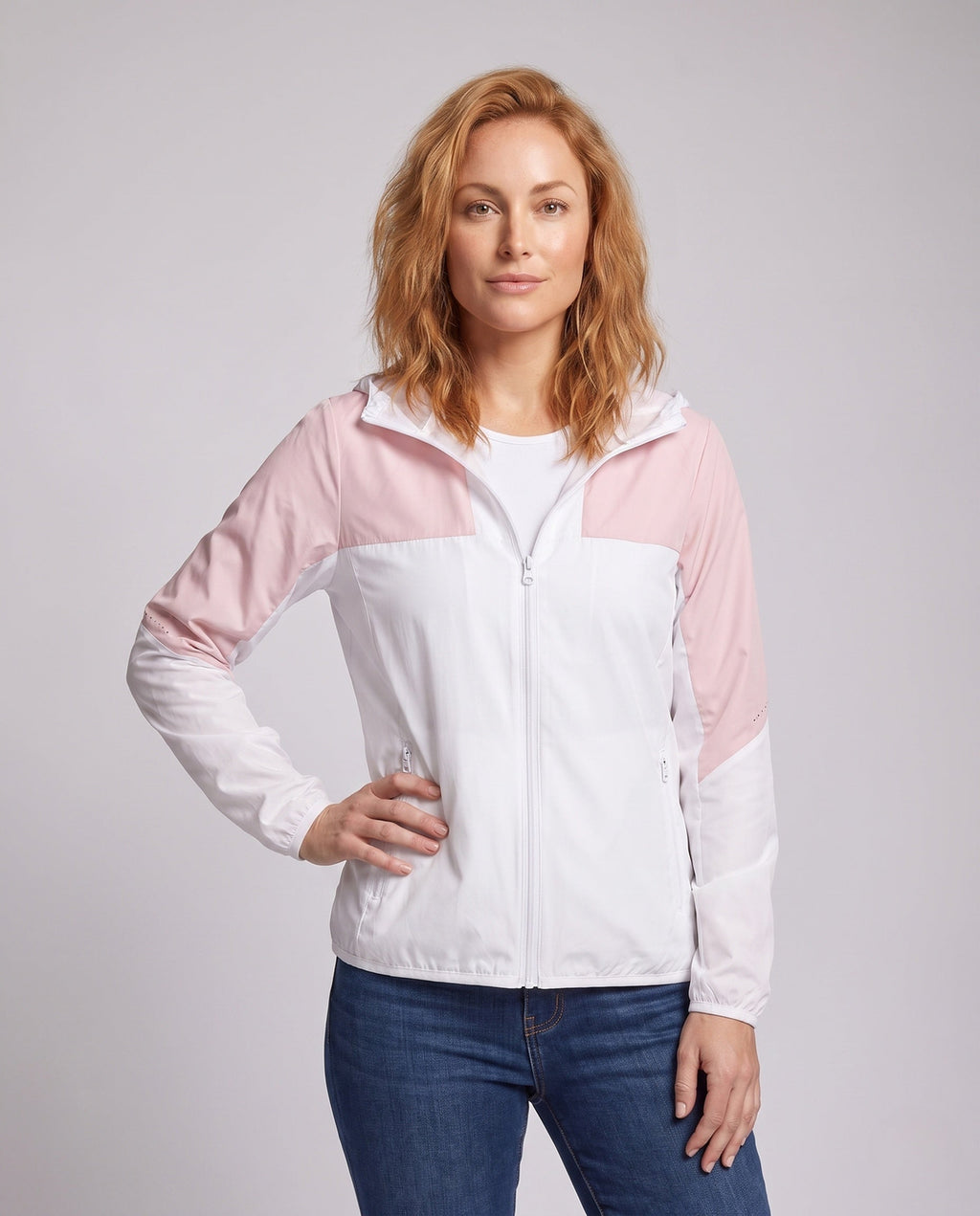 Women's Ultra-Light UV Protection Jacket with Hood - Upper Body View
