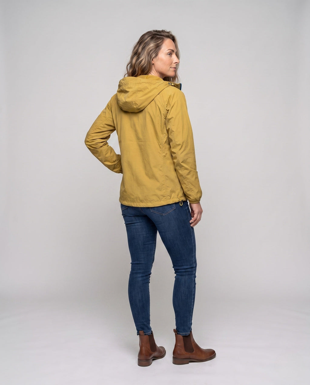 Women's Waterproof Lightweight Jacket with Functional Zipper Pockets - Back View