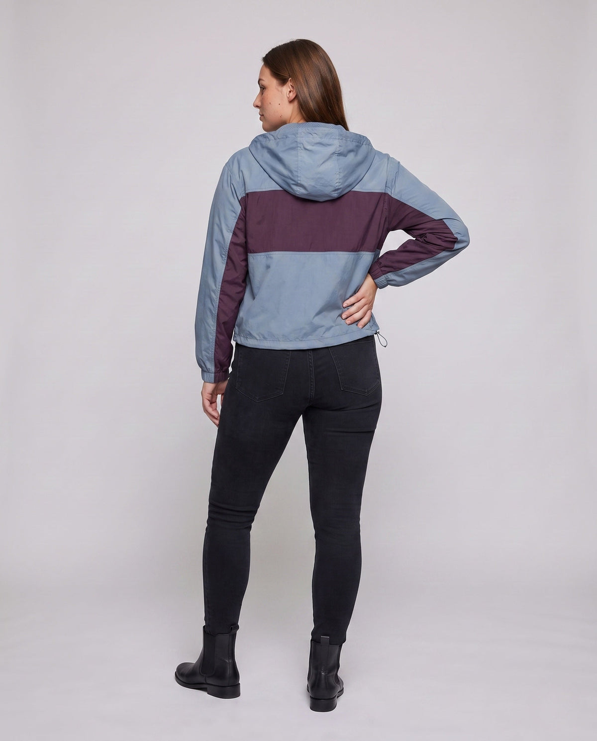 Women's Short Multifunctional Outdoor Jacket with Hood - Back View