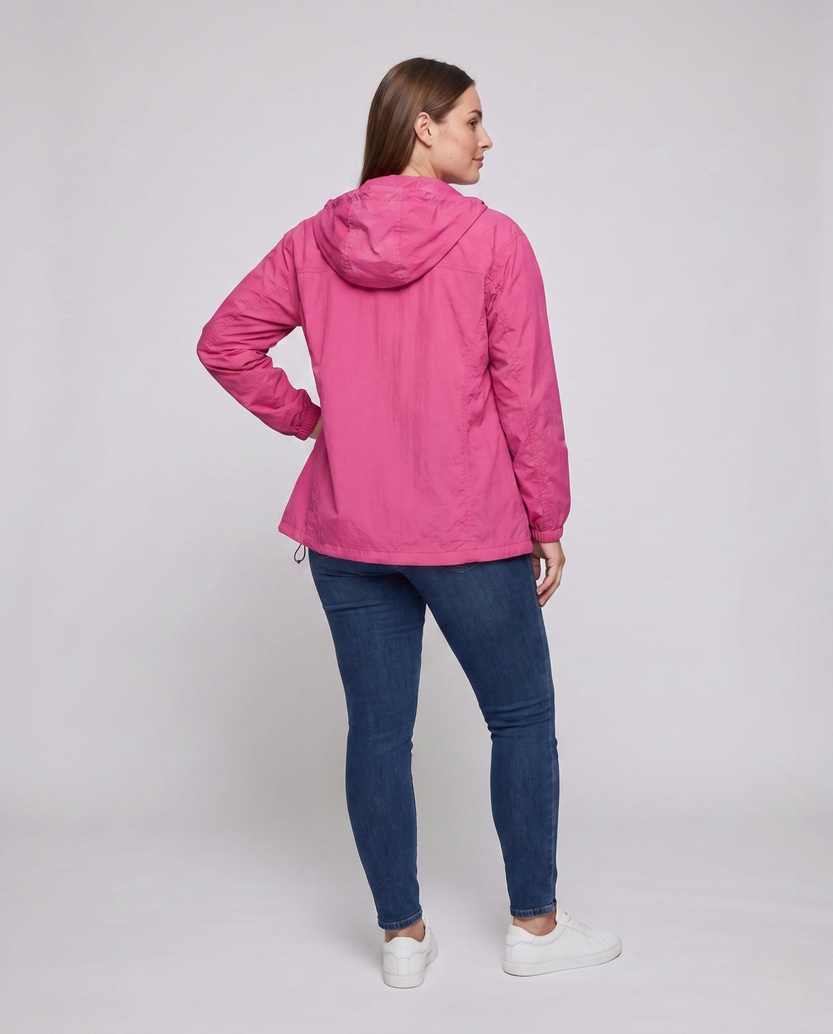 Women's Lightweight Outdoor Jacket with Adjustable Hood Area - Back View