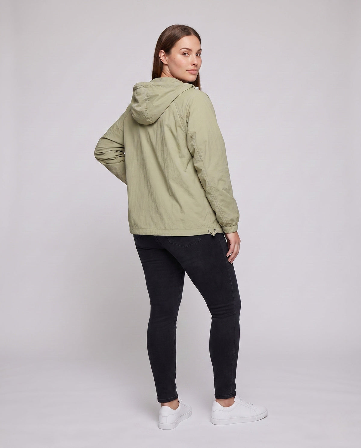 Women's Lightweight Outdoor Jacket with Adjustable Hood - Back View