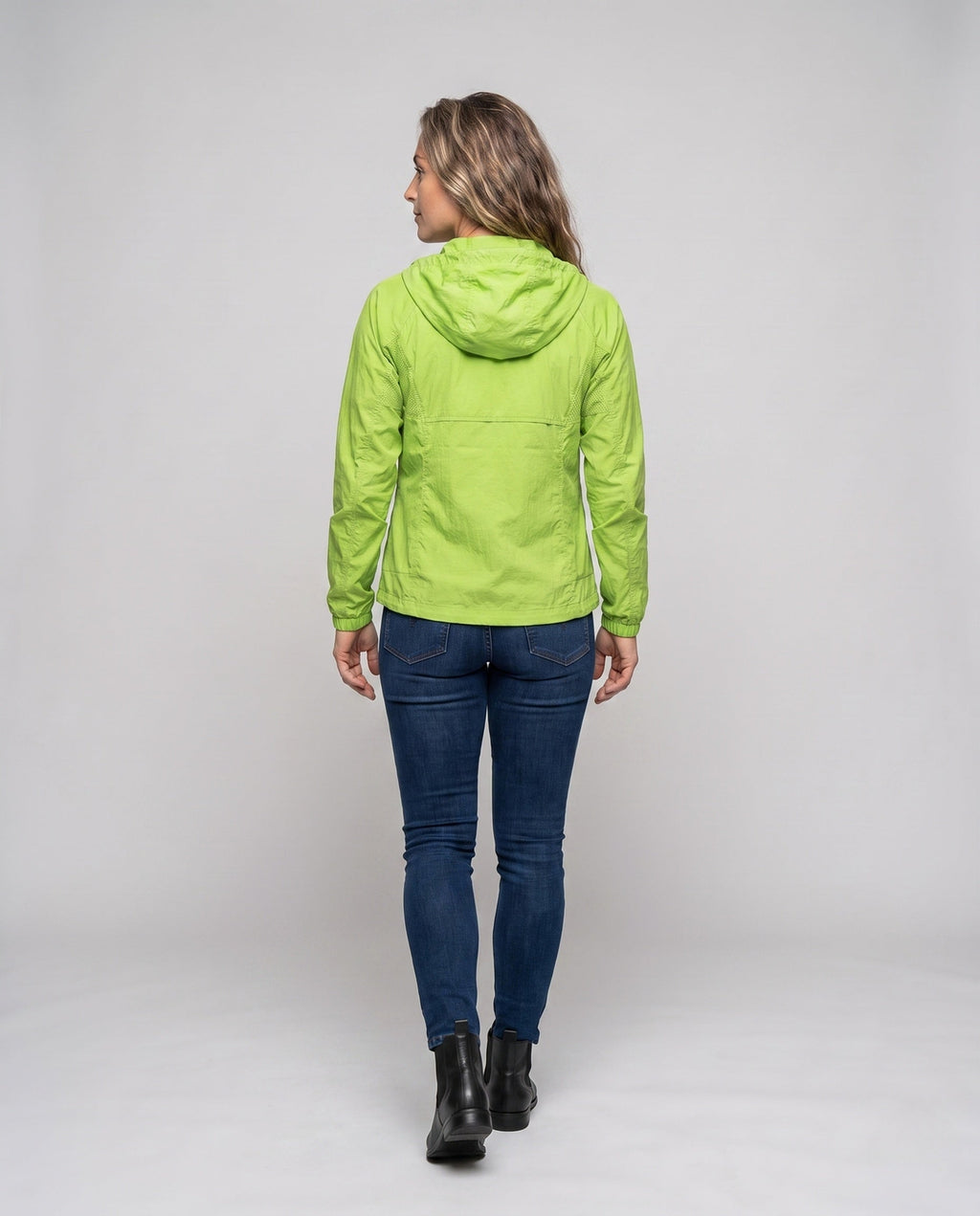 Women's Lightweight Rain Jacket with Breathable Features - Back View