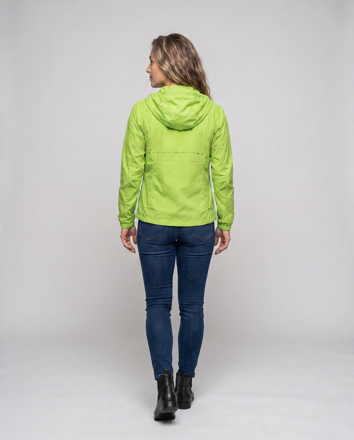 Women's Lightweight Rain Jacket with Breathable Features - Back View