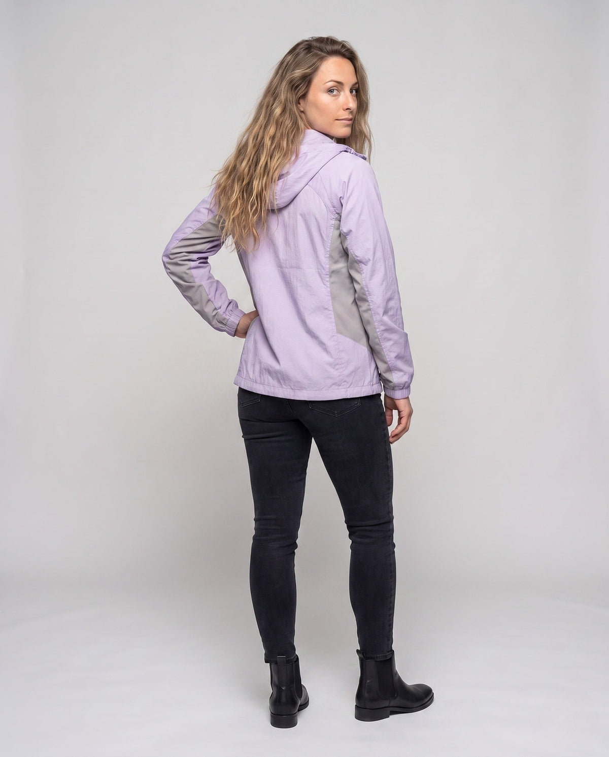 Women's Lightweight Sports Jacket with Adjustable Hood Area - Back View