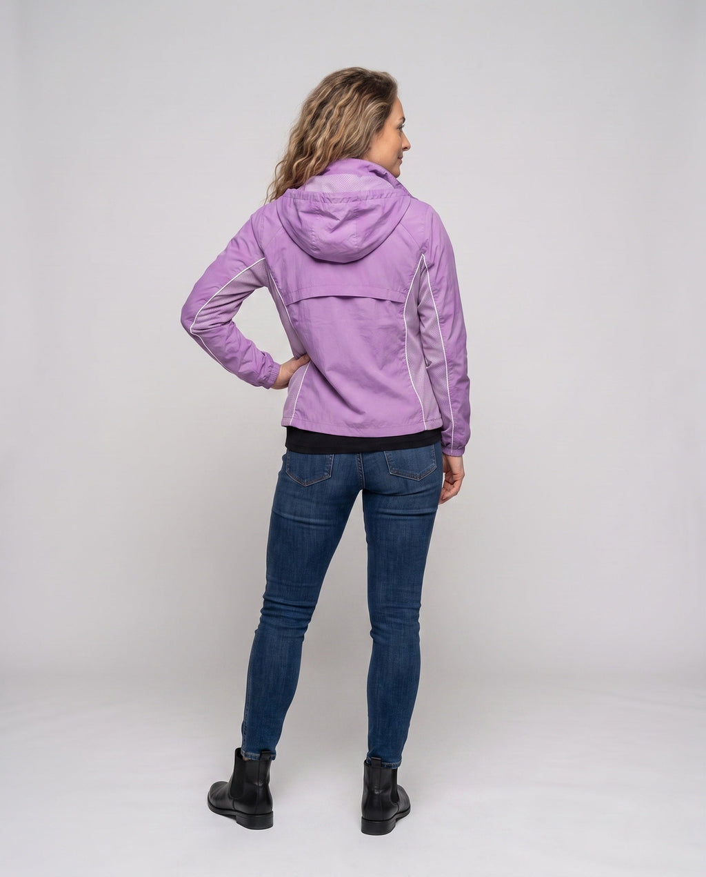 Women's Lightweight Windbreaker Jacket with Breathable Material - Back View