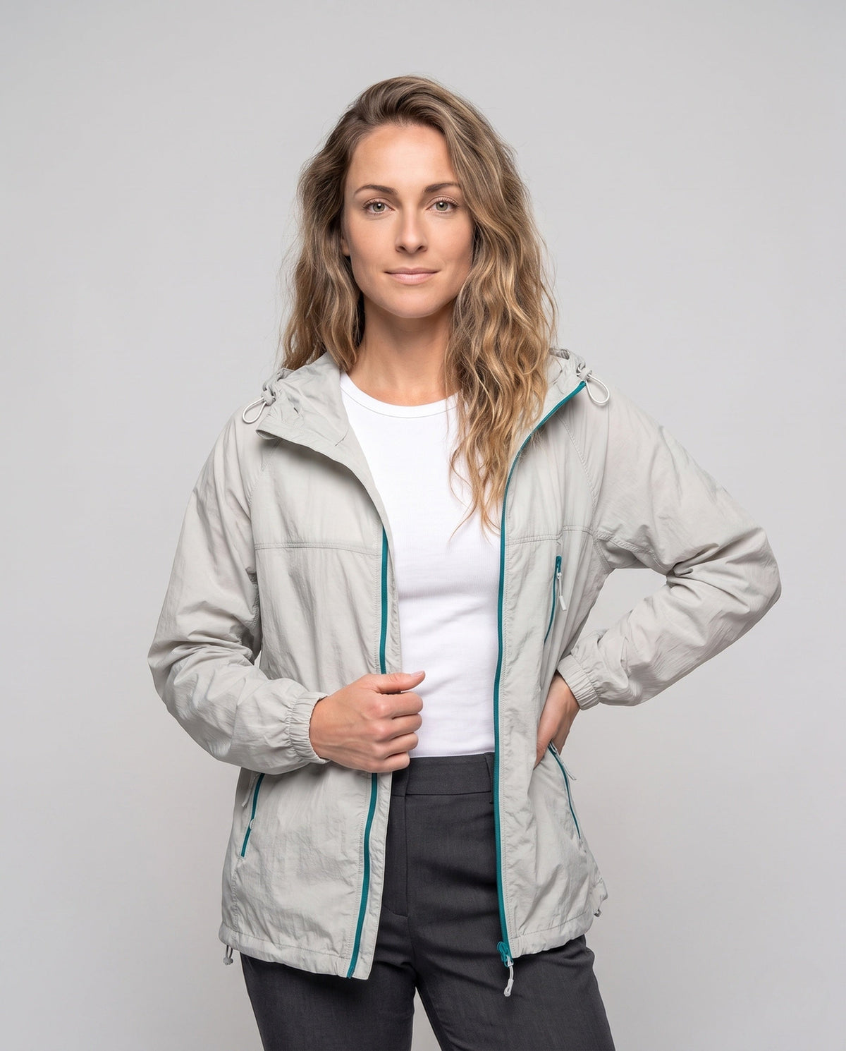 Women's Lightweight Wind Jacket with Practical Pockets - Upper Body View