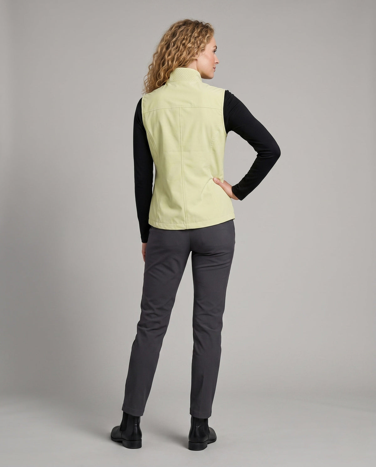Women's Sporty Quilted Vest with High Collar - Back View