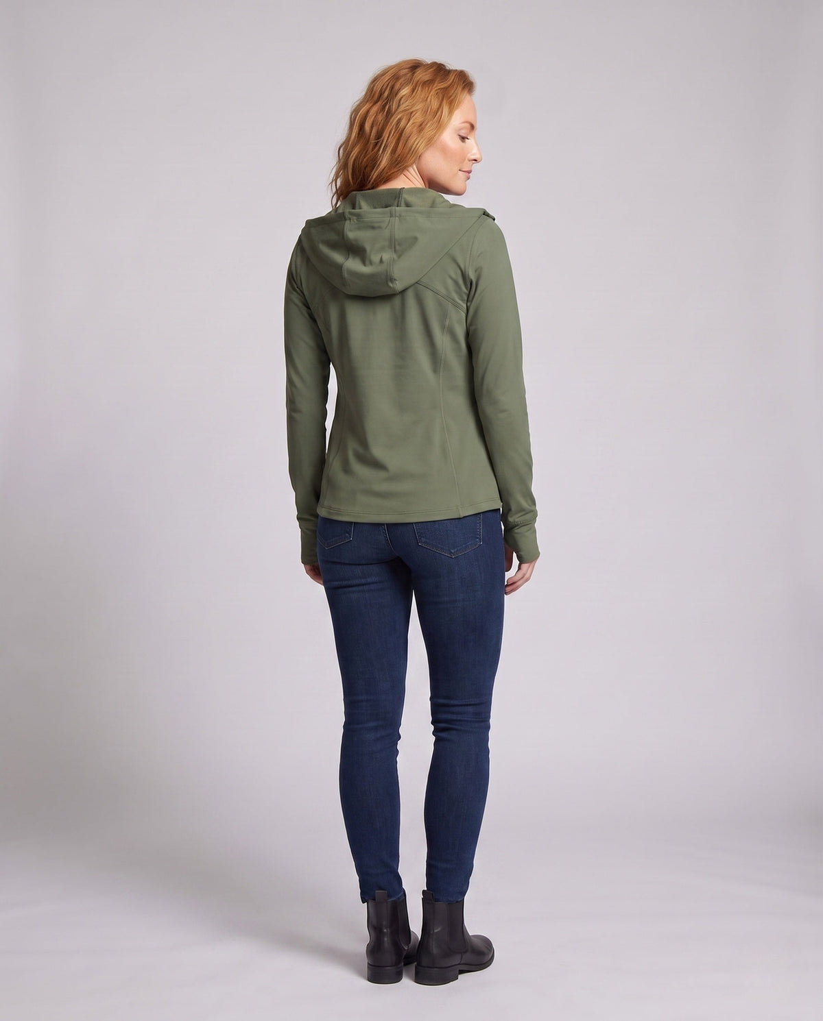 Women's Sporty Wind Jacket with Lightweight, Water-Repellent Material - Back View