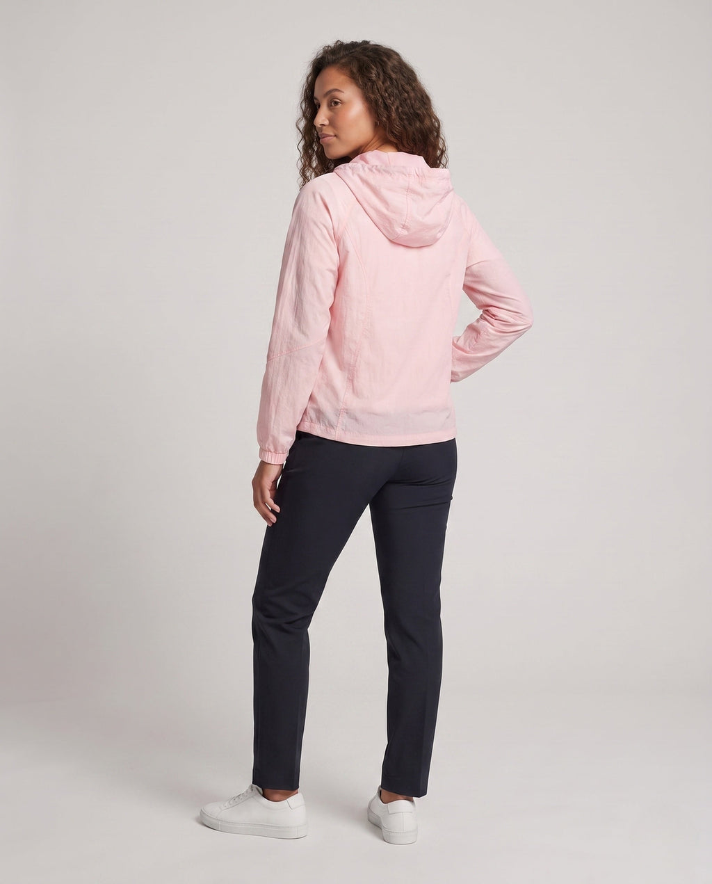 Women's Windproof Softshell Jacket with Adjustable Hood - Back View