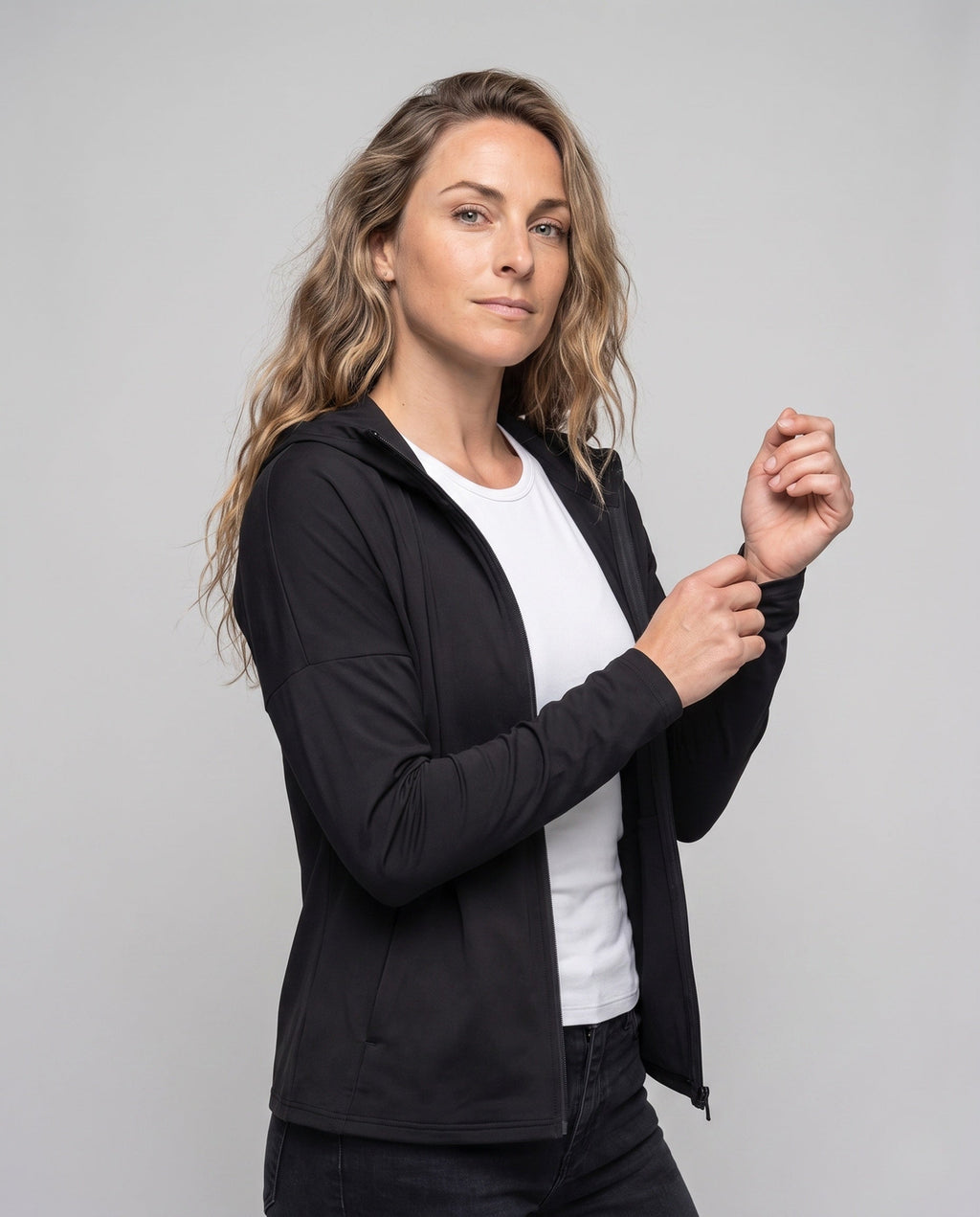 Women's UV Protection Hooded Sweater - Upper Body View