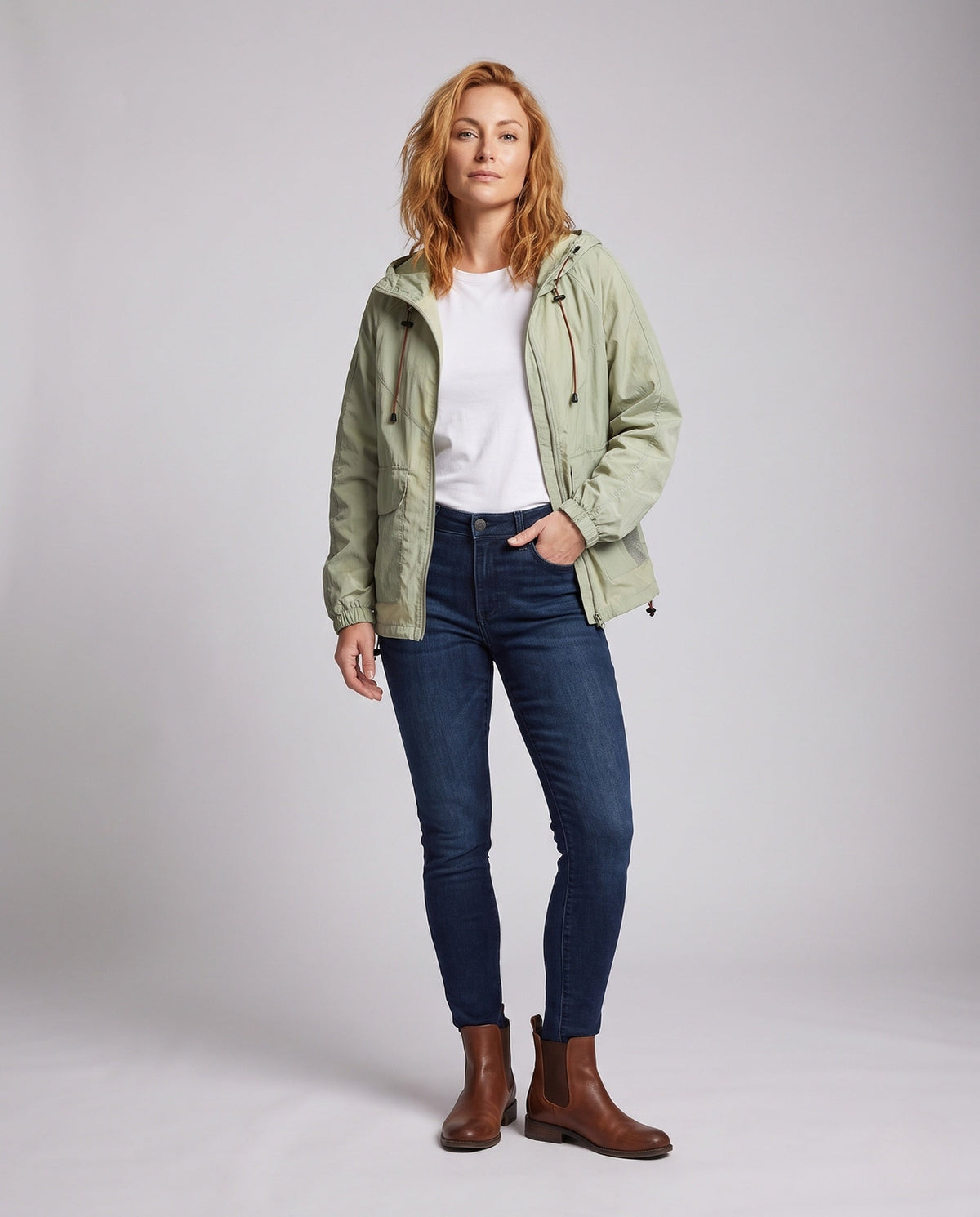 Women's Breathable Casual Jacket with Adjustable Hood - Front View