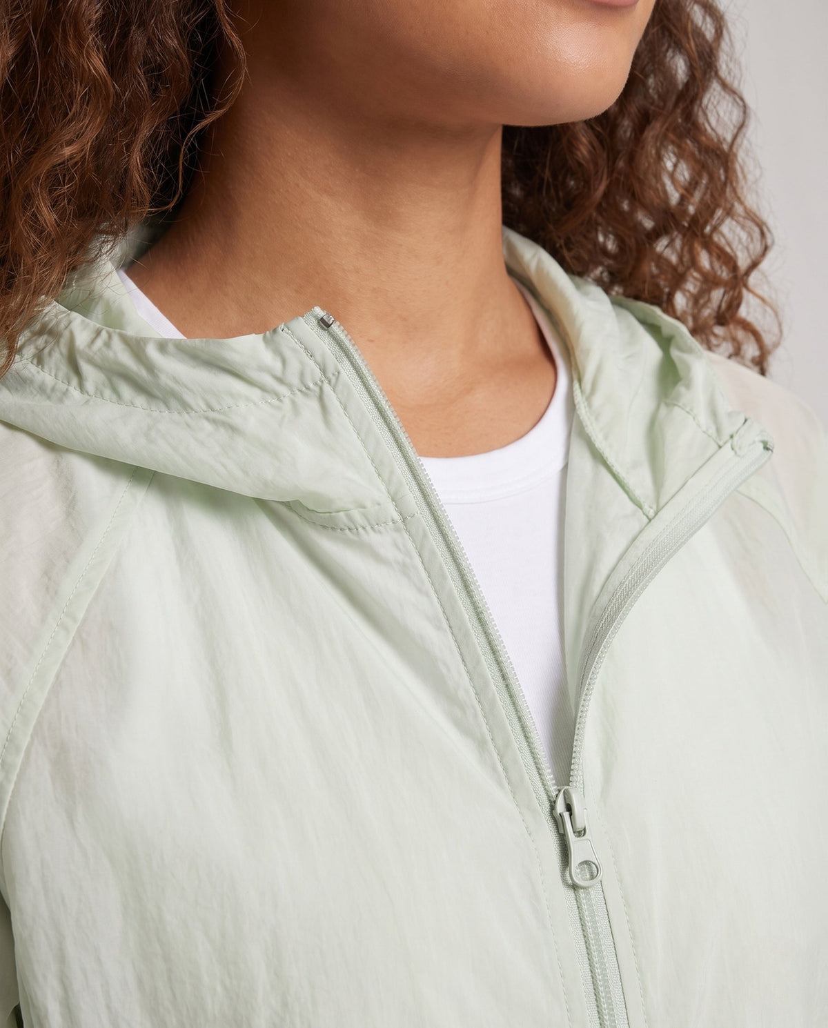 Women's Breathable UV Protection Jacket with Adjustable Hood - Close-Up Detail