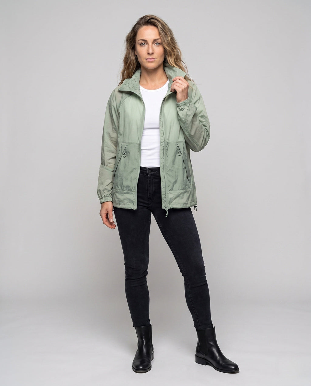 Women's Functional Rain Jacket with Breathable Membrane - Front View