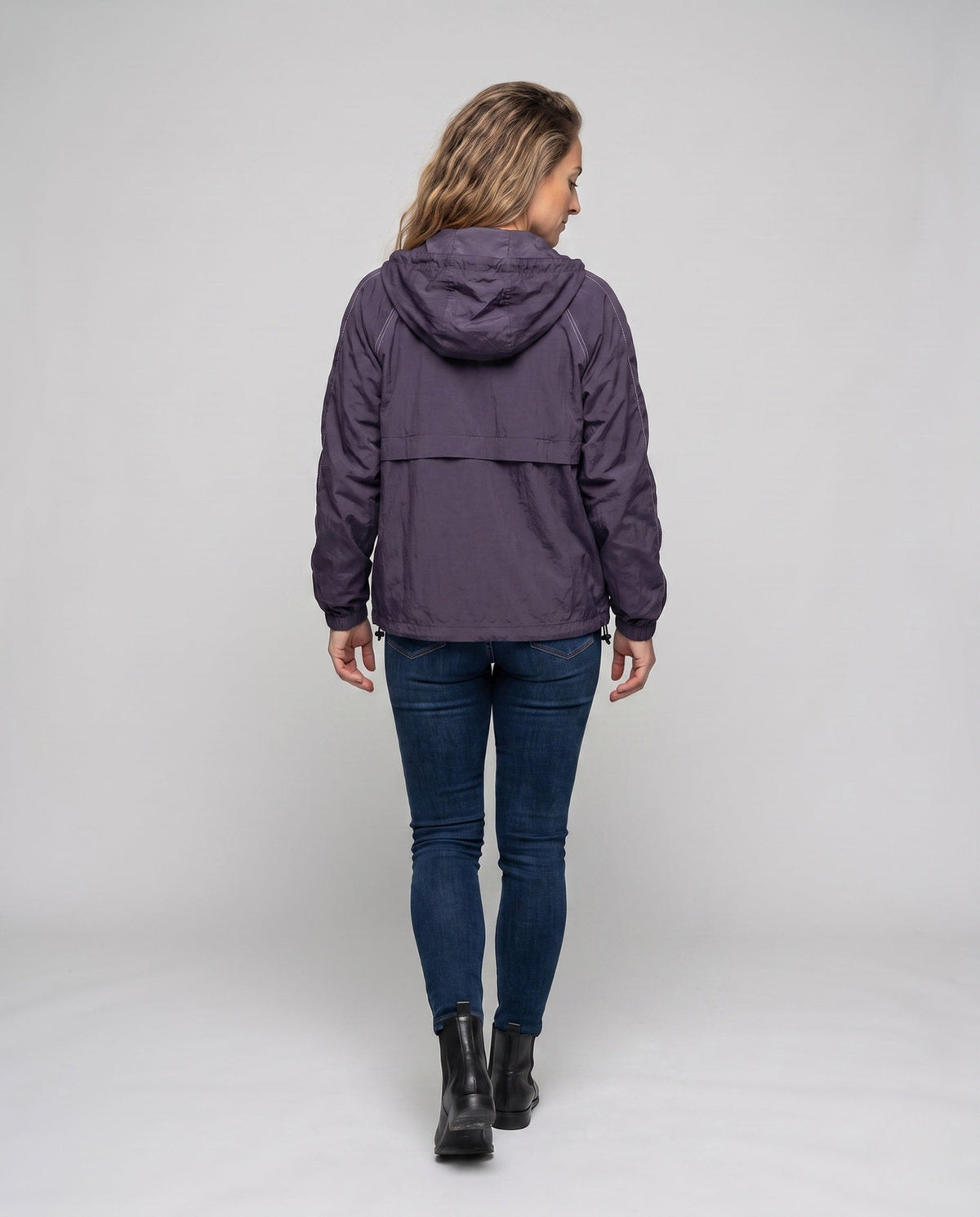 Women's Functional Jacket with Breathable Inserts and Adjustable Hood - Back View
