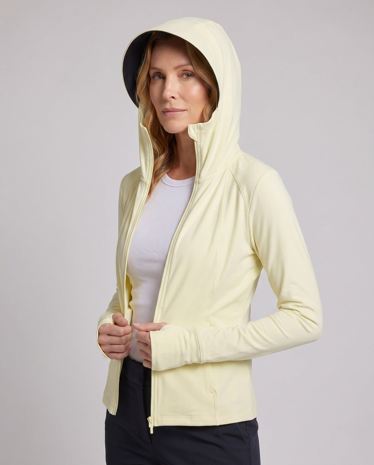 Women's Functional Jacket with UV Protection and Adjustable Hood - Upper Body View