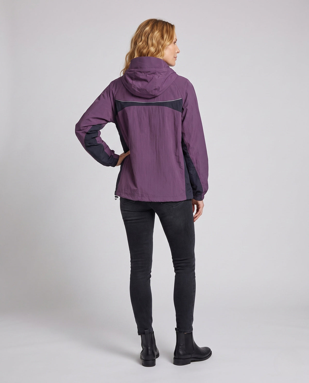 Women's Lightweight Functional Jacket with Adjustable Hood Design - Back View