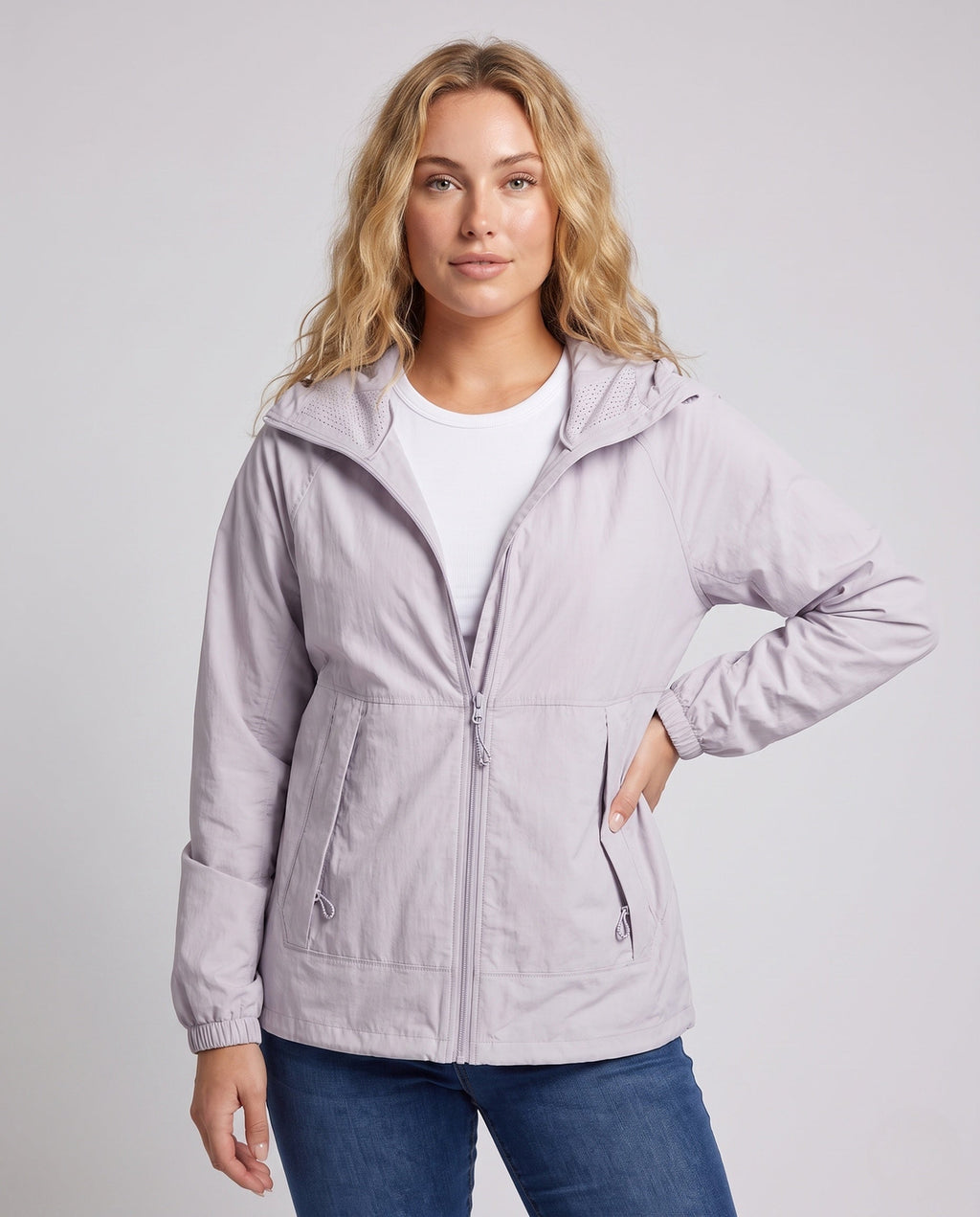 Women's Lightweight Outdoor Jacket with Practical Ventilation Windows - Upper Body View