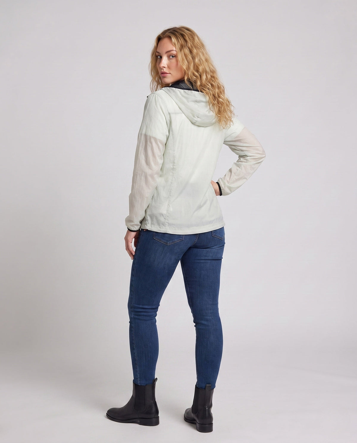 Women's Lightweight Cycling Jacket with Practical Hood Design - Back View