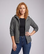 Women's Lightweight Transitional Jacket with Practical Pockets, Hood - Upper Body View