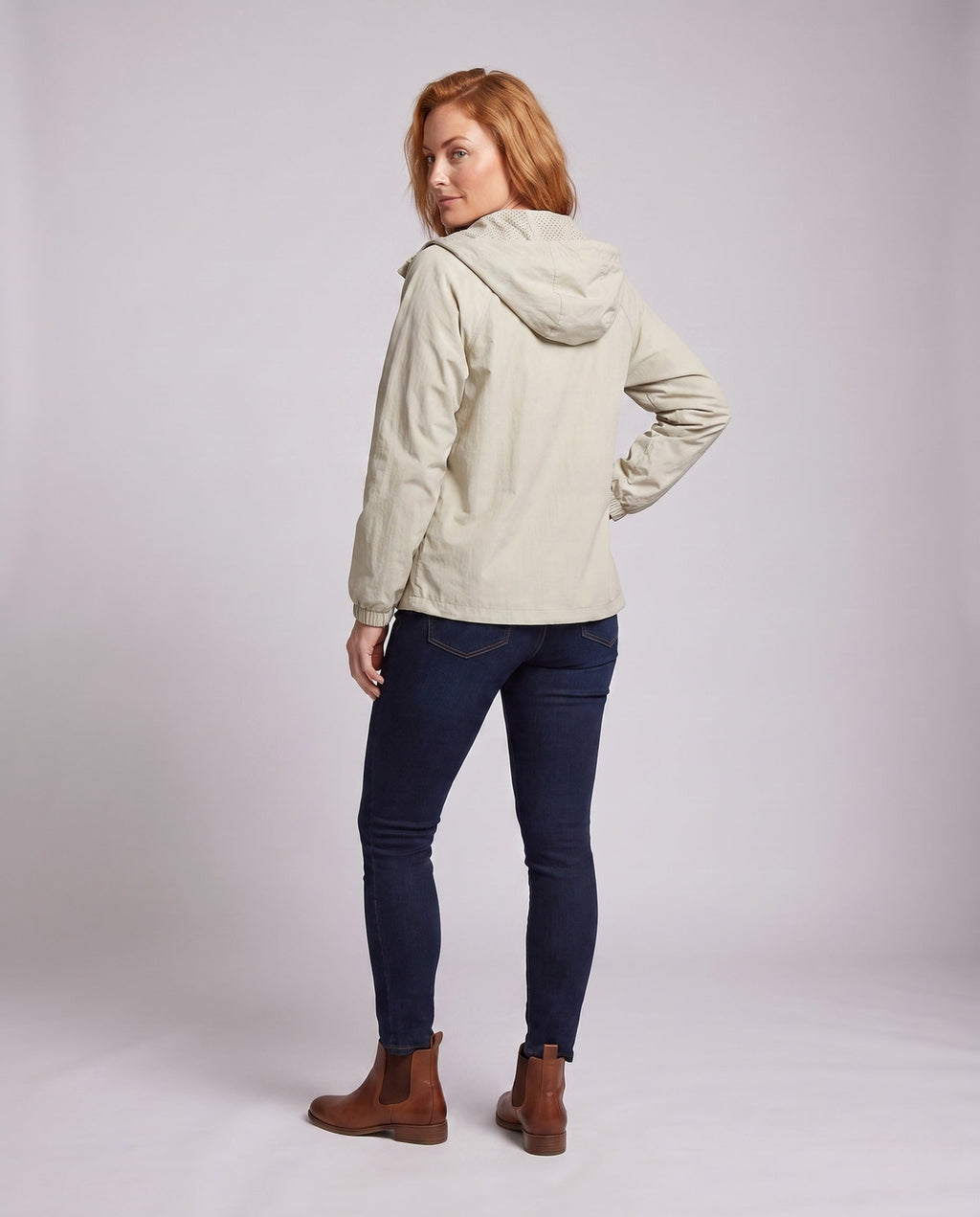 Women's Lightweight and Breathable Transitional Jacket with Hood - Back View
