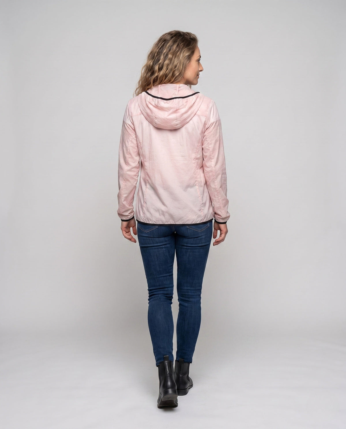 Women's Lightweight and Breathable Windbreaker with Adjustable Hood - Back View