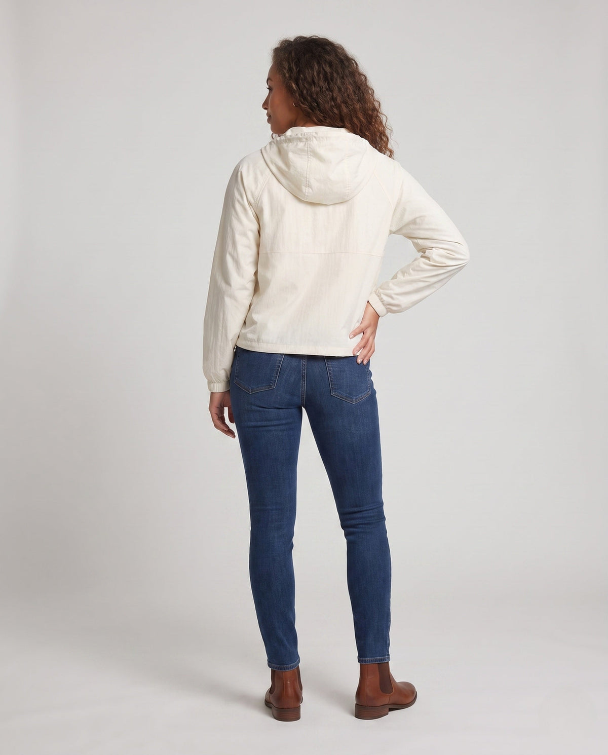 Women's Lightweight Windbreaker with Adjustable Hood Design - Back View