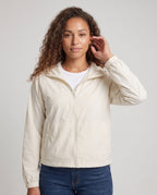 Women's Lightweight Windbreaker with Adjustable Hood Design - Upper Body View