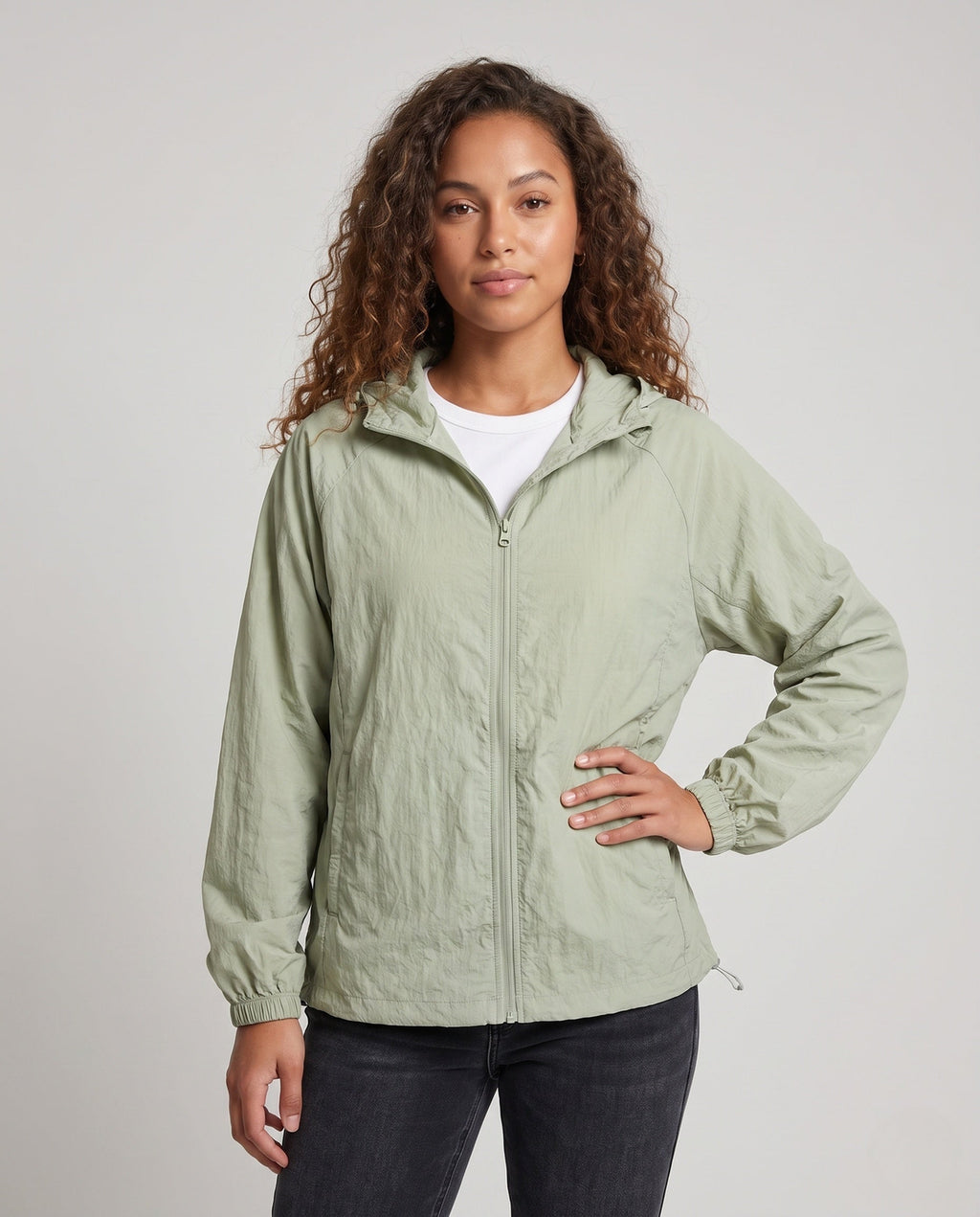 Women's Lightweight Windbreaker - Upper Body View