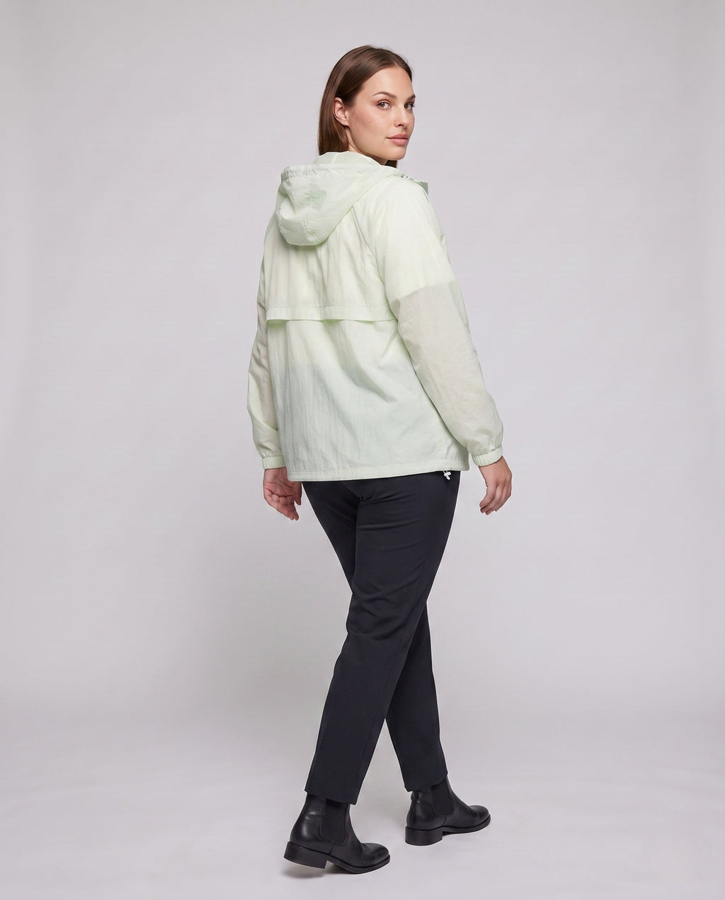 Women's Practical Outdoor Jacket with Adjustable Hood - Back View