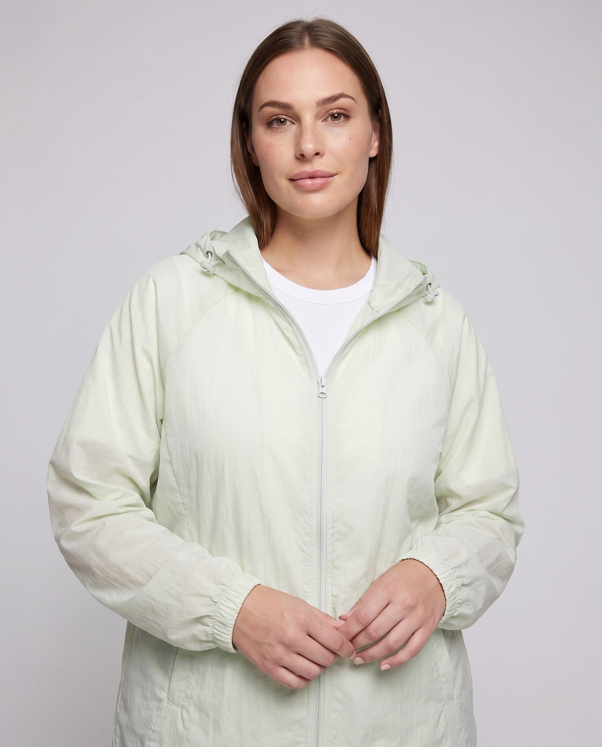 Women's Practical Outdoor Jacket with Adjustable Hood - Upper Body View