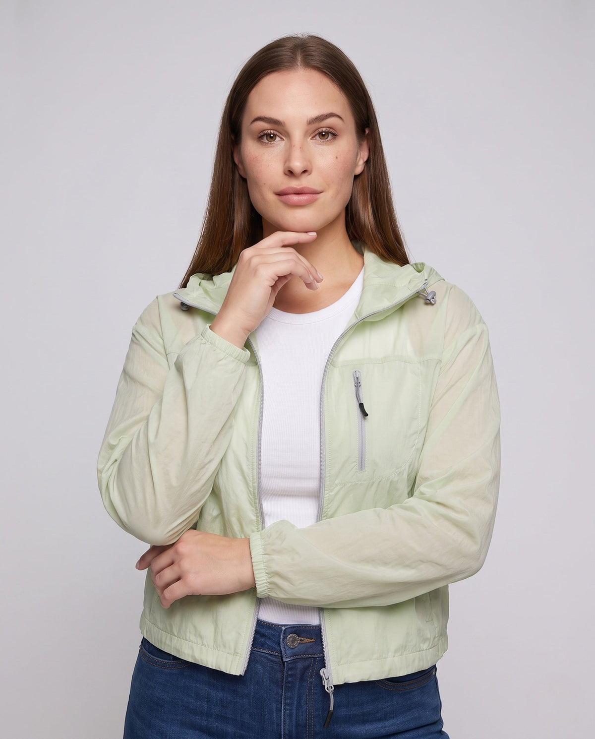 Women's Technical Leisure Jacket with Breathable Material - Upper Body View