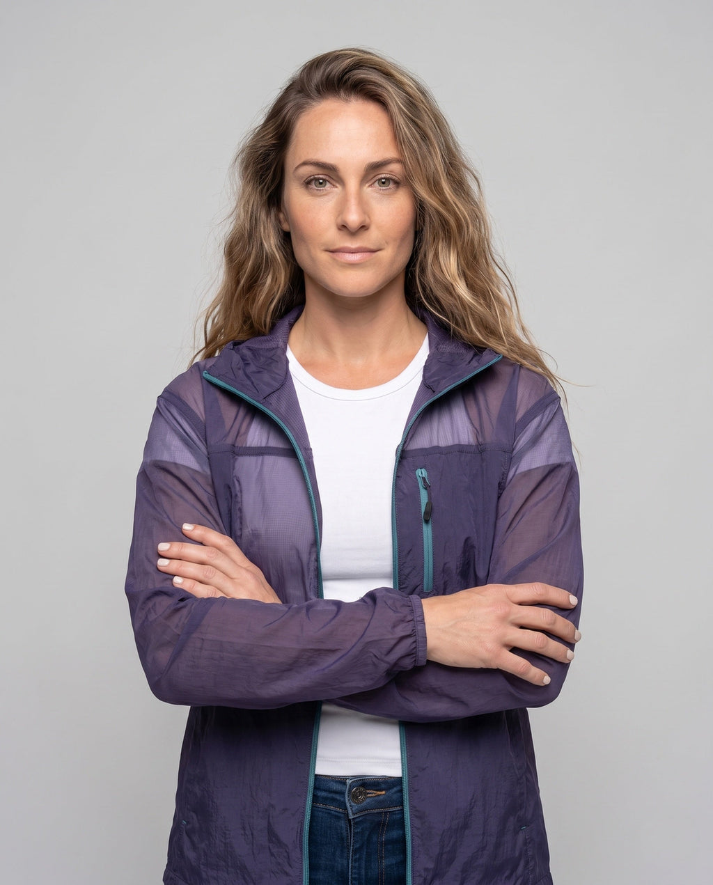 Women's Ultralight Functional Jacket with Practical Hood - Upper Body View