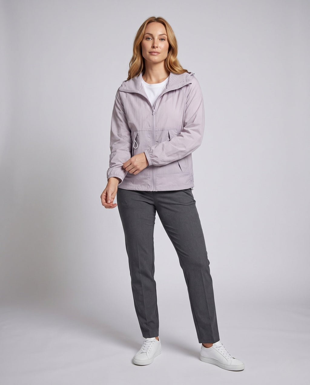 Women's Waterproof Hooded Jacket with UV Protection - Front View
