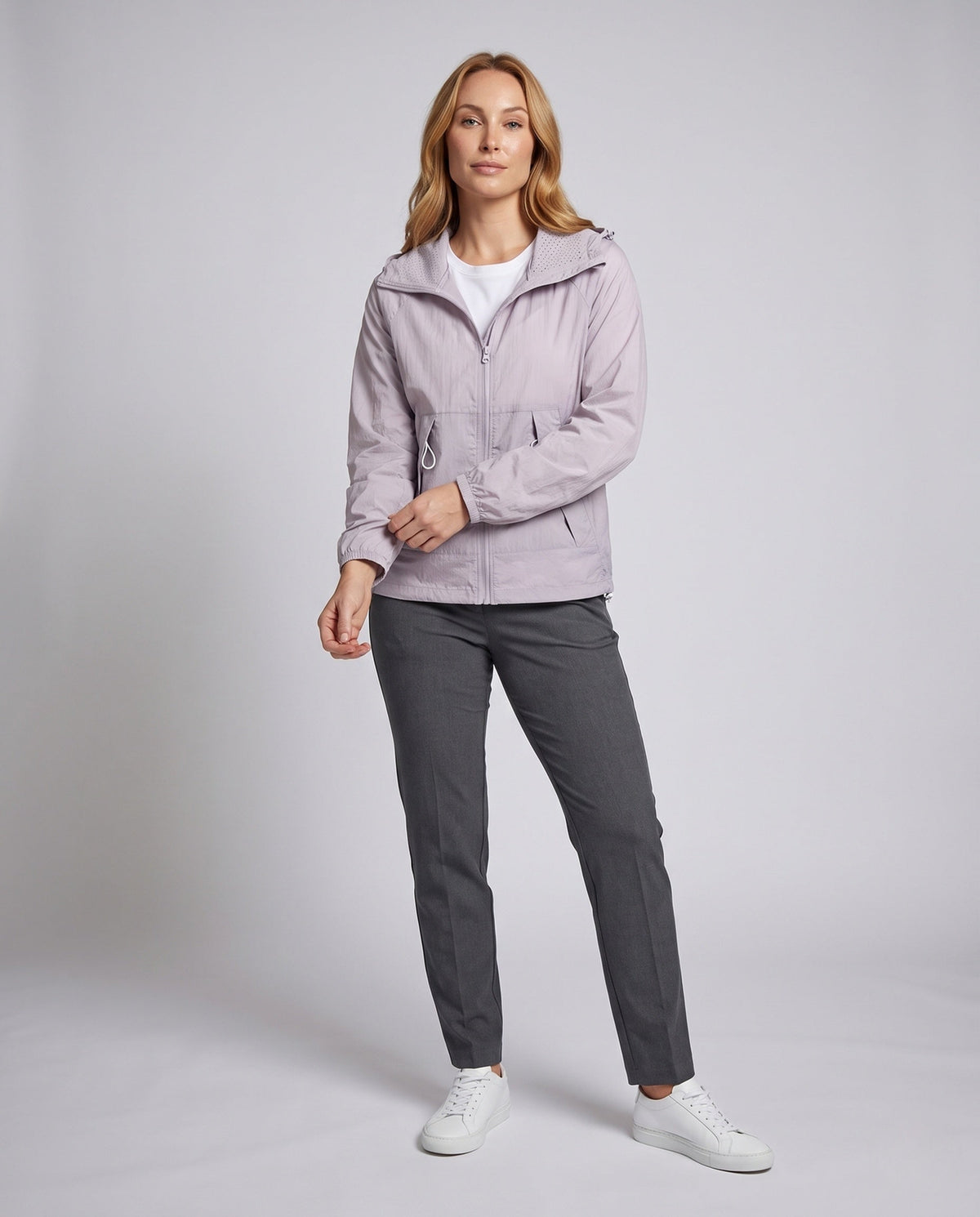 Women's Waterproof Hooded Jacket with UV Protection - Front View