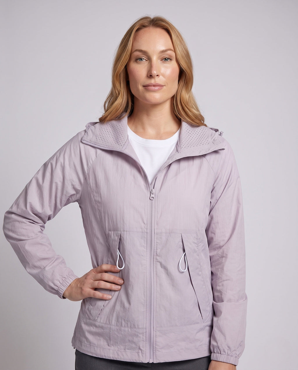 Women's Waterproof Hooded Jacket with UV Protection - Upper Body View