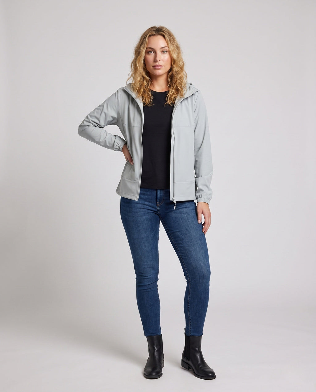 Women's Lightweight Running and Leisure Jacket with Hood - Front View