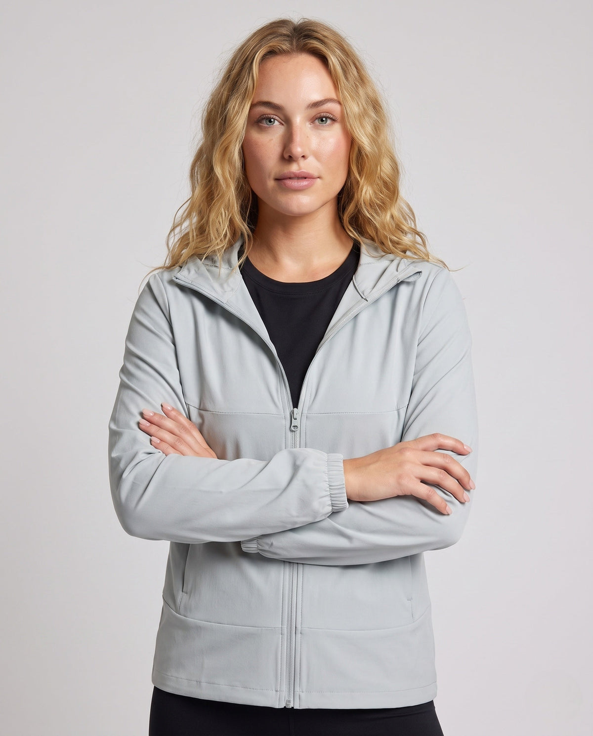 Women's Lightweight Running and Leisure Jacket with Hood - Upper Body View