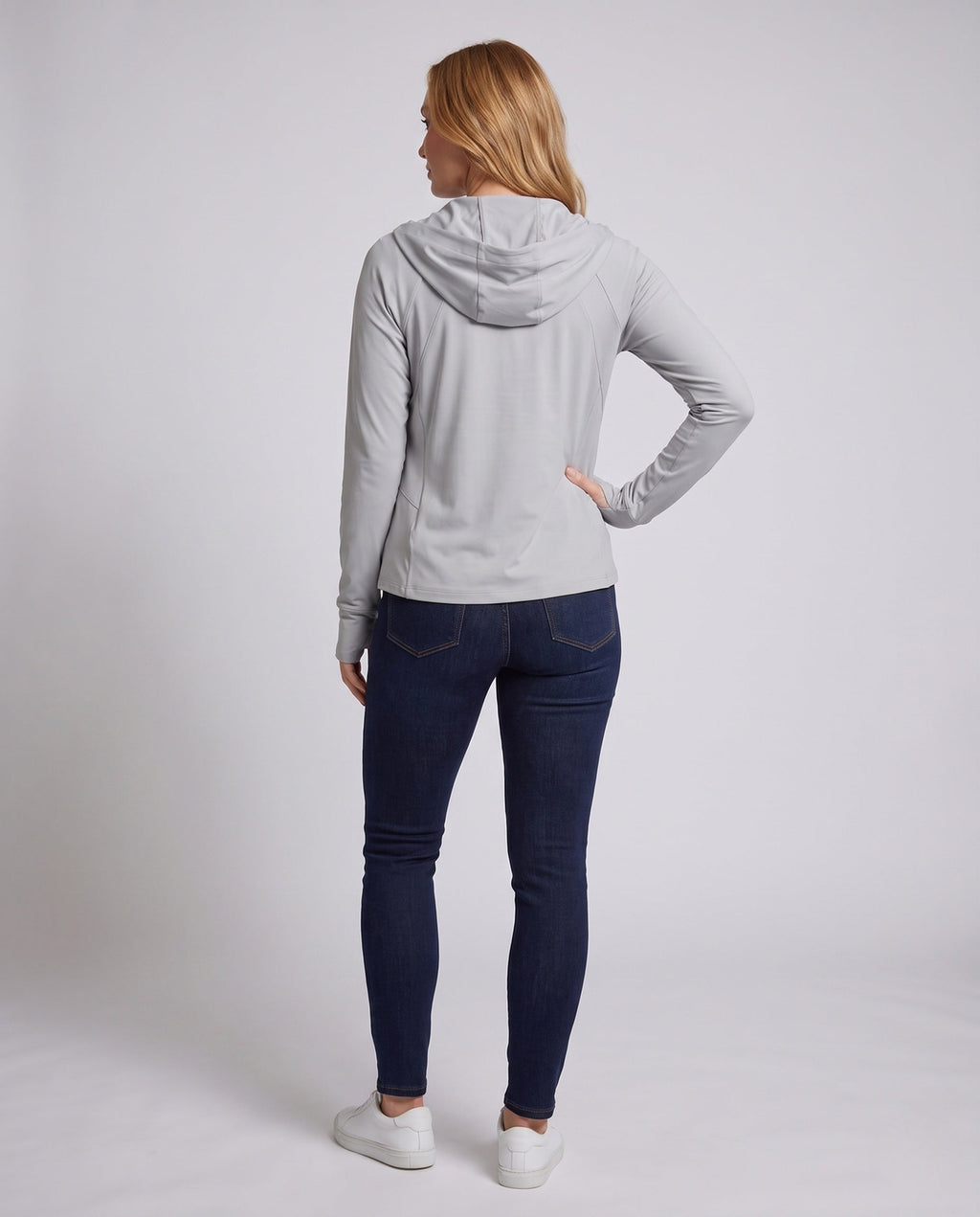 Women's Lightweight UV Protection Hooded Jacket with Zipper - Back View