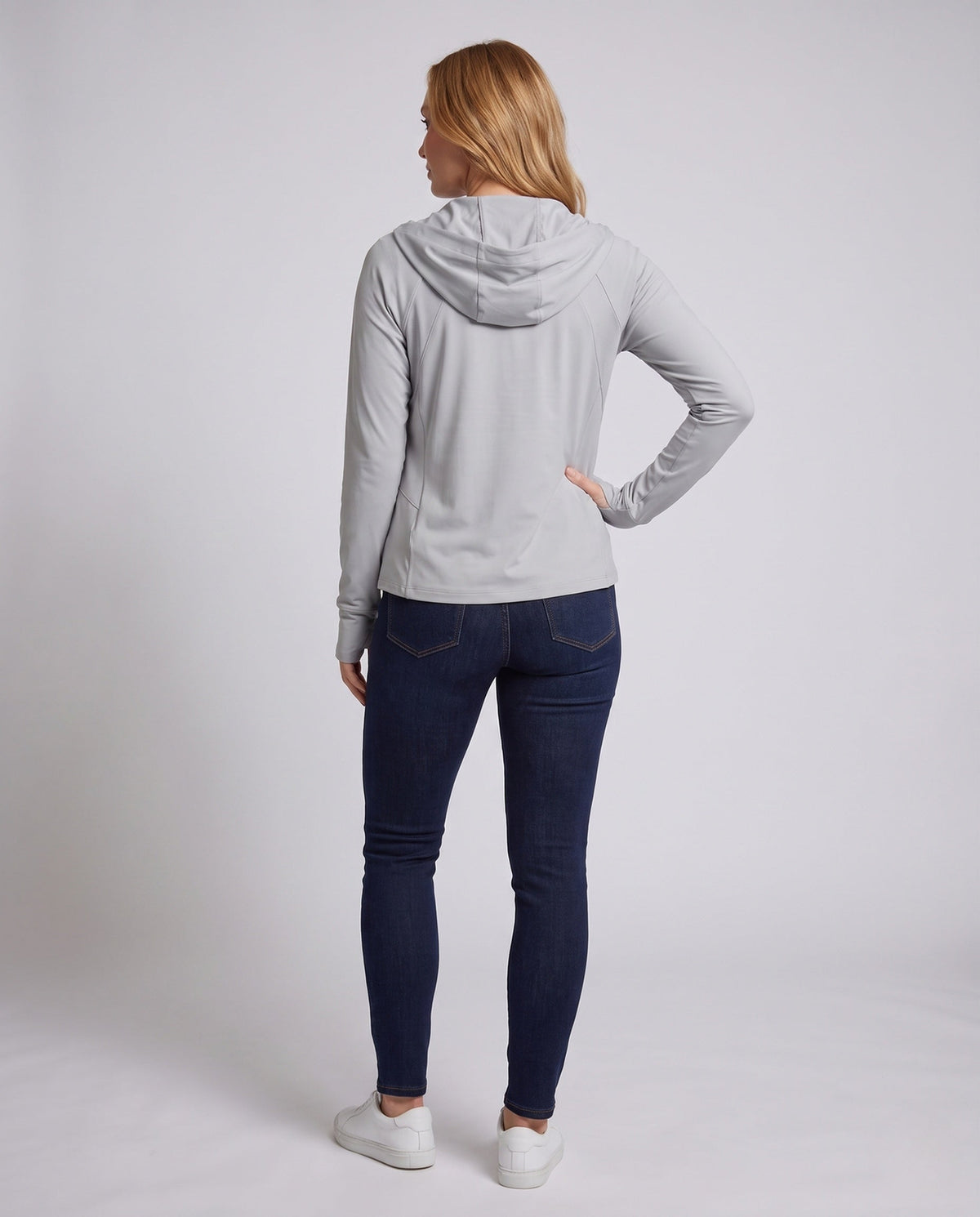 Women's Lightweight UV Protection Hooded Jacket with Zipper - Back View