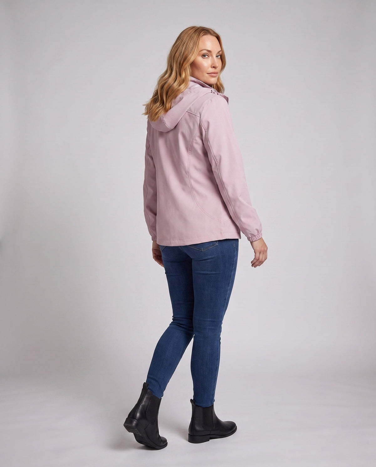 Women's Lightweight Wind and Water-Repellent Hoodie Jacket - Back View