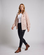 Women's Lightweight Windproof Hooded Jacket with Drawstring - Front View