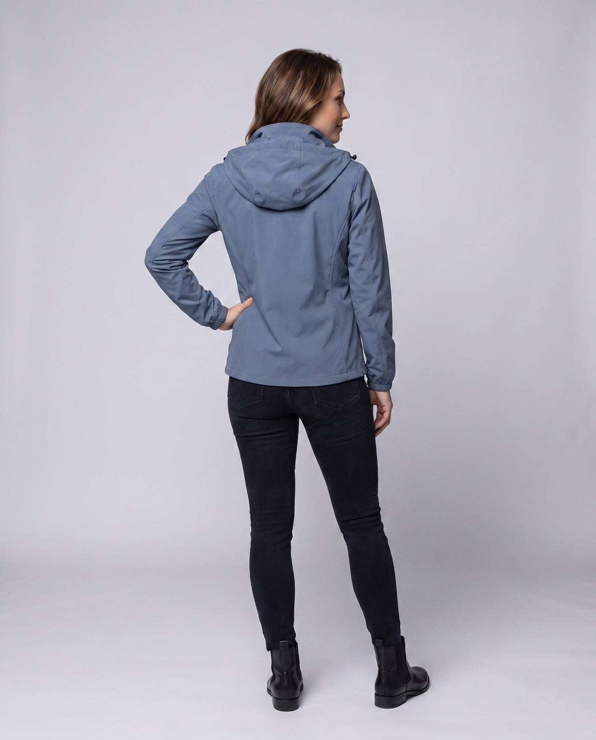 Unisex Lightweight Breathable Rain Jacket with Adjustable Hood - Back View