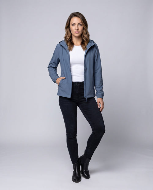 Unisex Lightweight Breathable Rain Jacket with Adjustable Hood - Front View