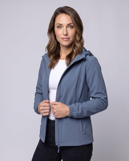 Unisex Lightweight Breathable Rain Jacket with Adjustable Hood - Upper Body View